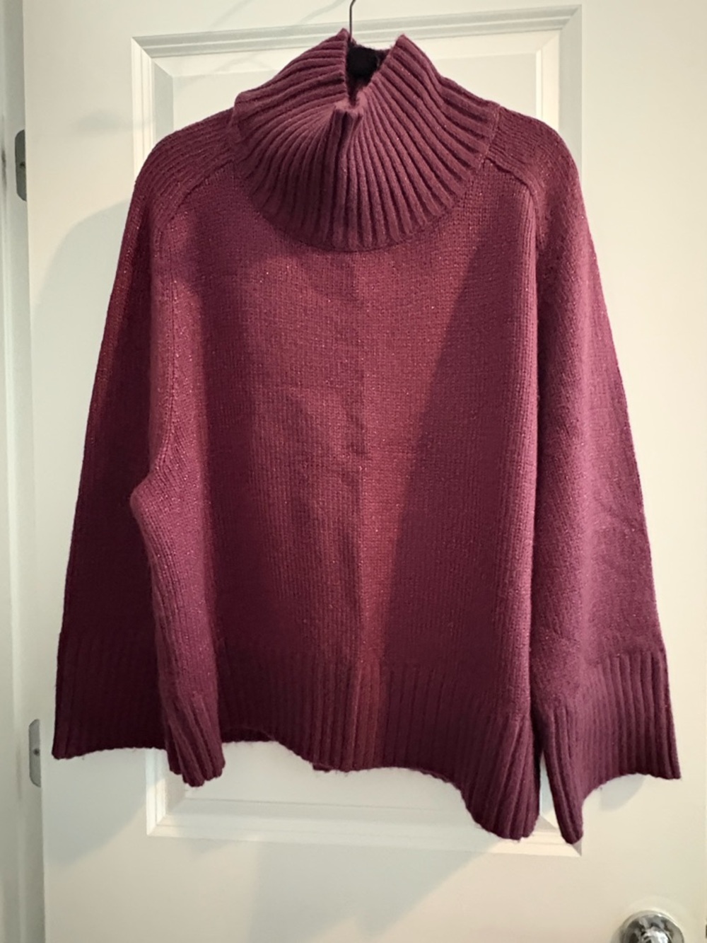 Ann Taylor Plum Ribbed Turtleneck Sweater